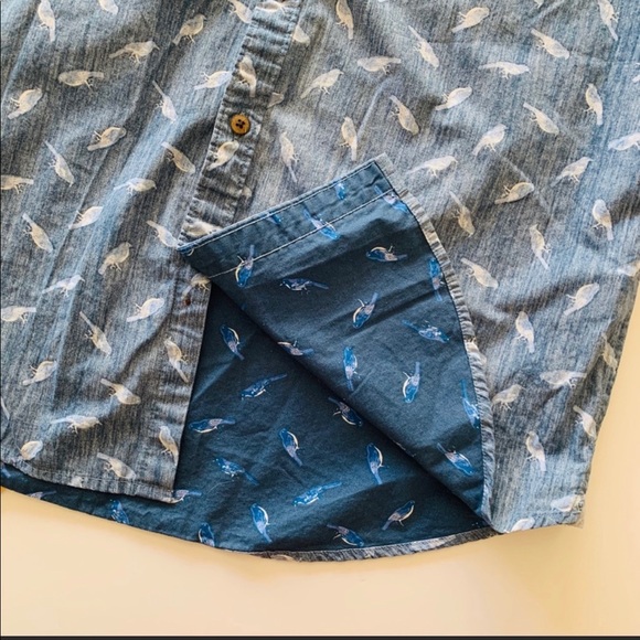 Denim & Flower | Blue Slim Fit Bird Button Down - Picture 4 of 5